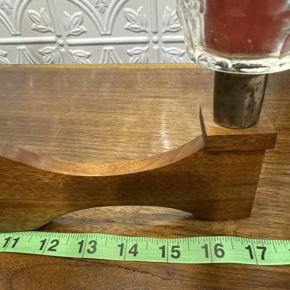 Vtg MCM Wood Brass Articulated 4 Candle Holder Candelabra Danish retro